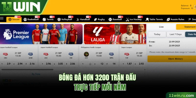 Bóng đá hơn 3200 trận đấu trực tiếp mỗi năm